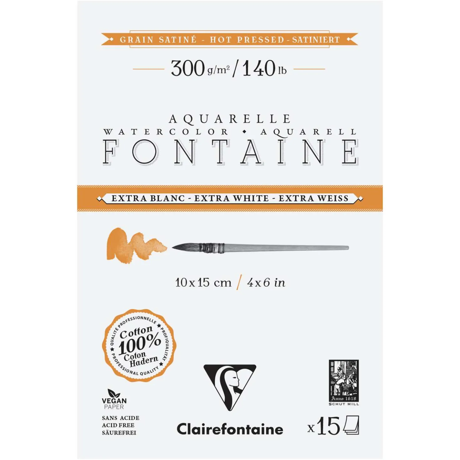 Clairefontaine Aquarellpapier FONTAINE Extra White, satiniert