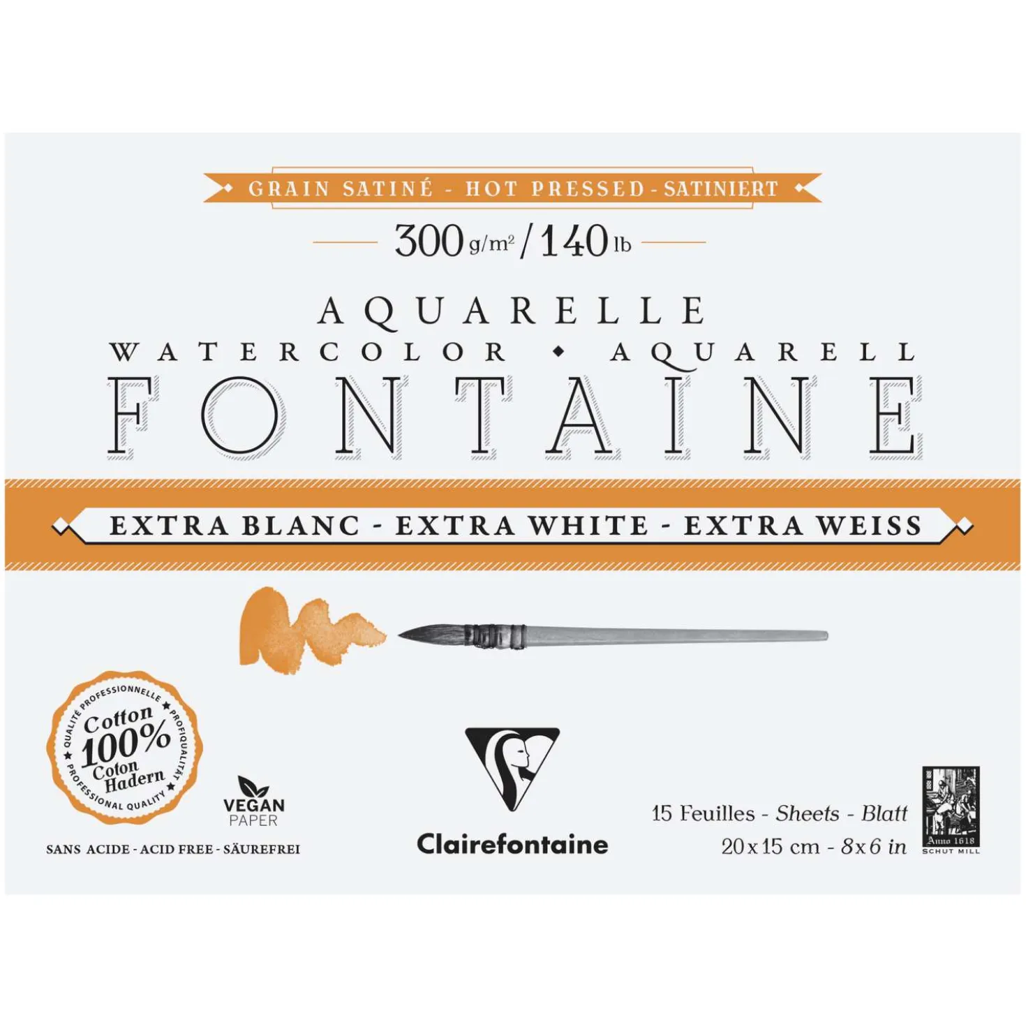 Clairefontaine Aquarellpapier FONTAINE Extra White, satiniert