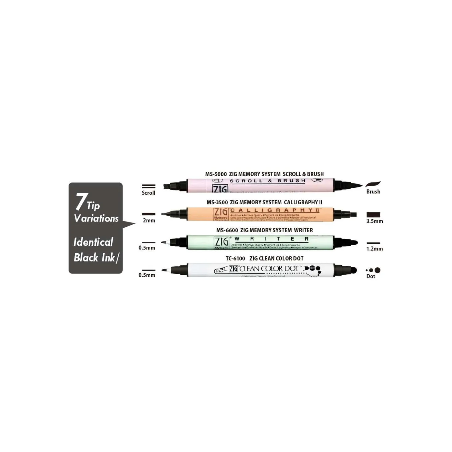 Kuretake ZIG® Twin Black Marker Assortment Set