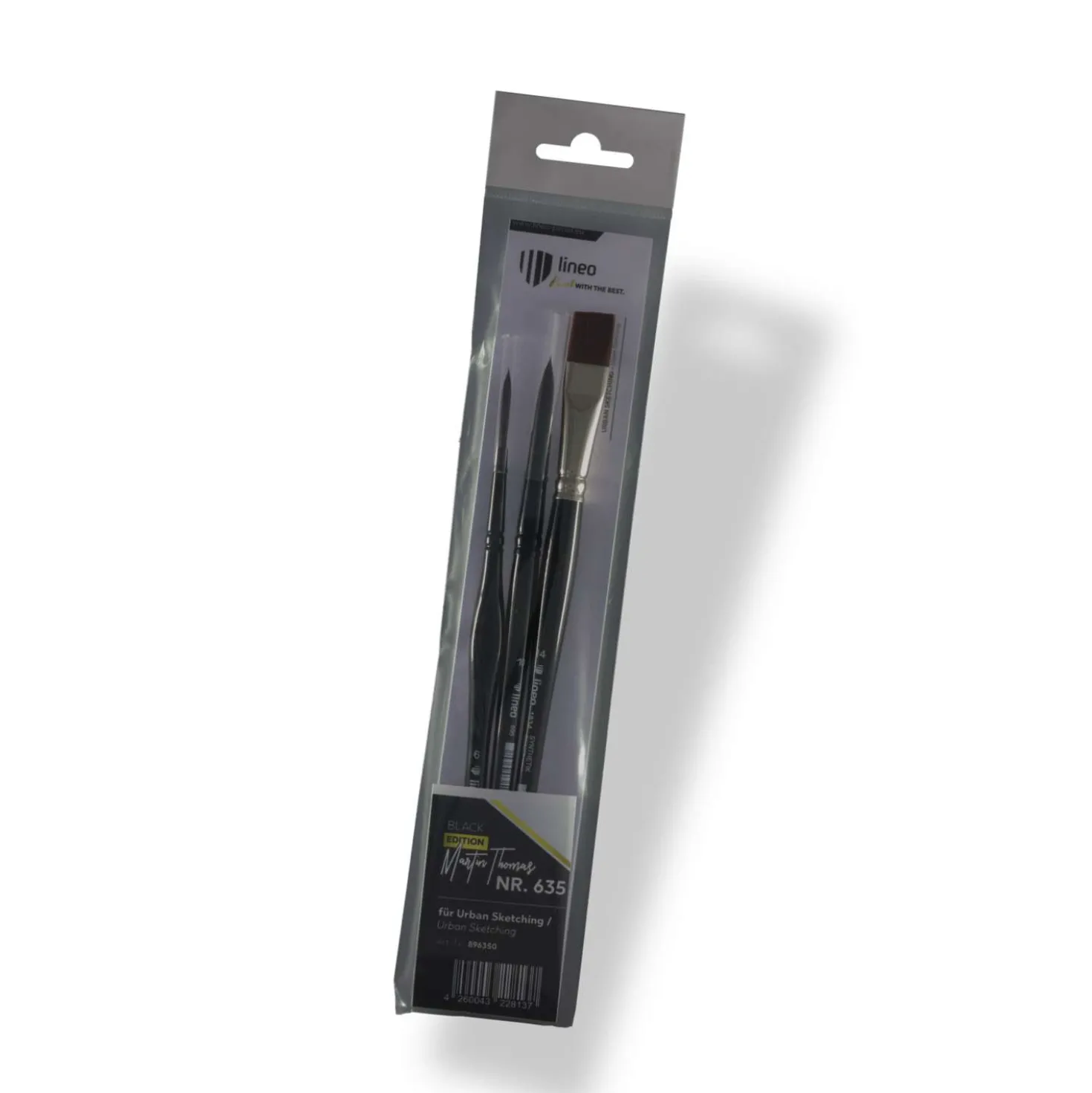 lineo Urban Sketching Pinsel 3er-Set, Black Edition Martin Thomas, Serie 635