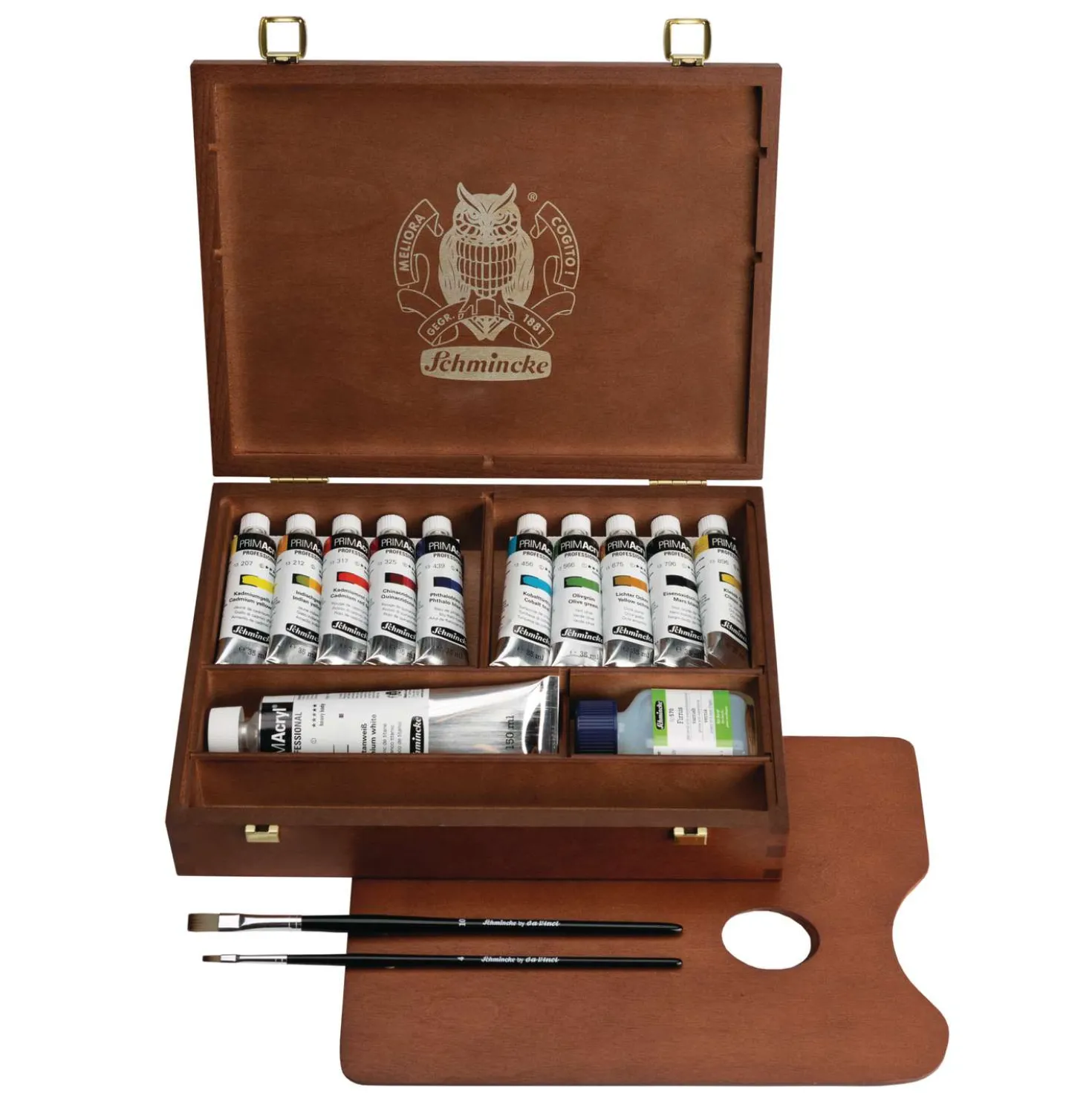 Schmincke PRIMAcryl® Professional Feinste Künstler-Acrylfarben, Holzkasten 11+1-Set