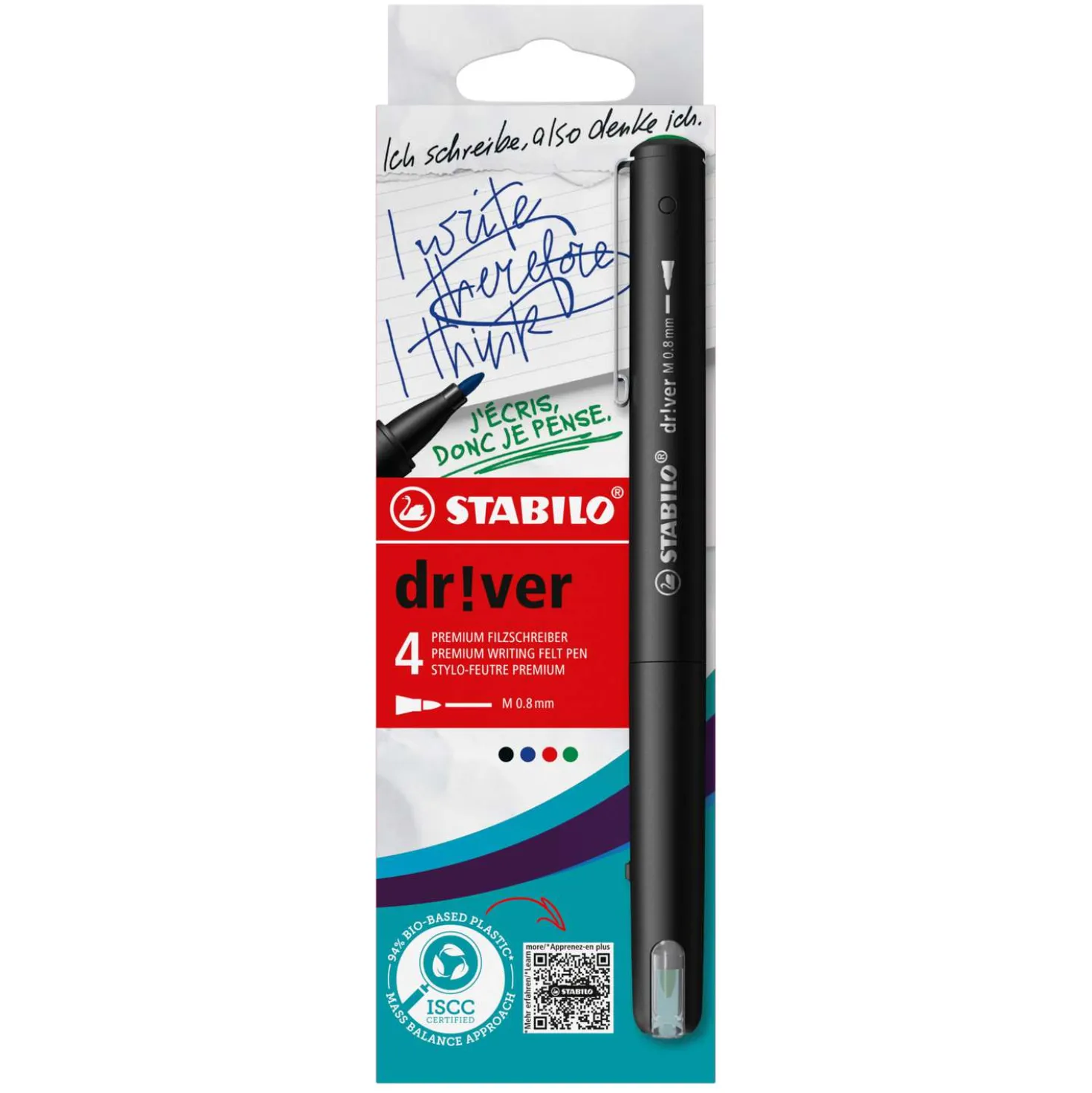 STABILO® dr!ver Premium-Filzschreiber Medium im 4er Kartonetui